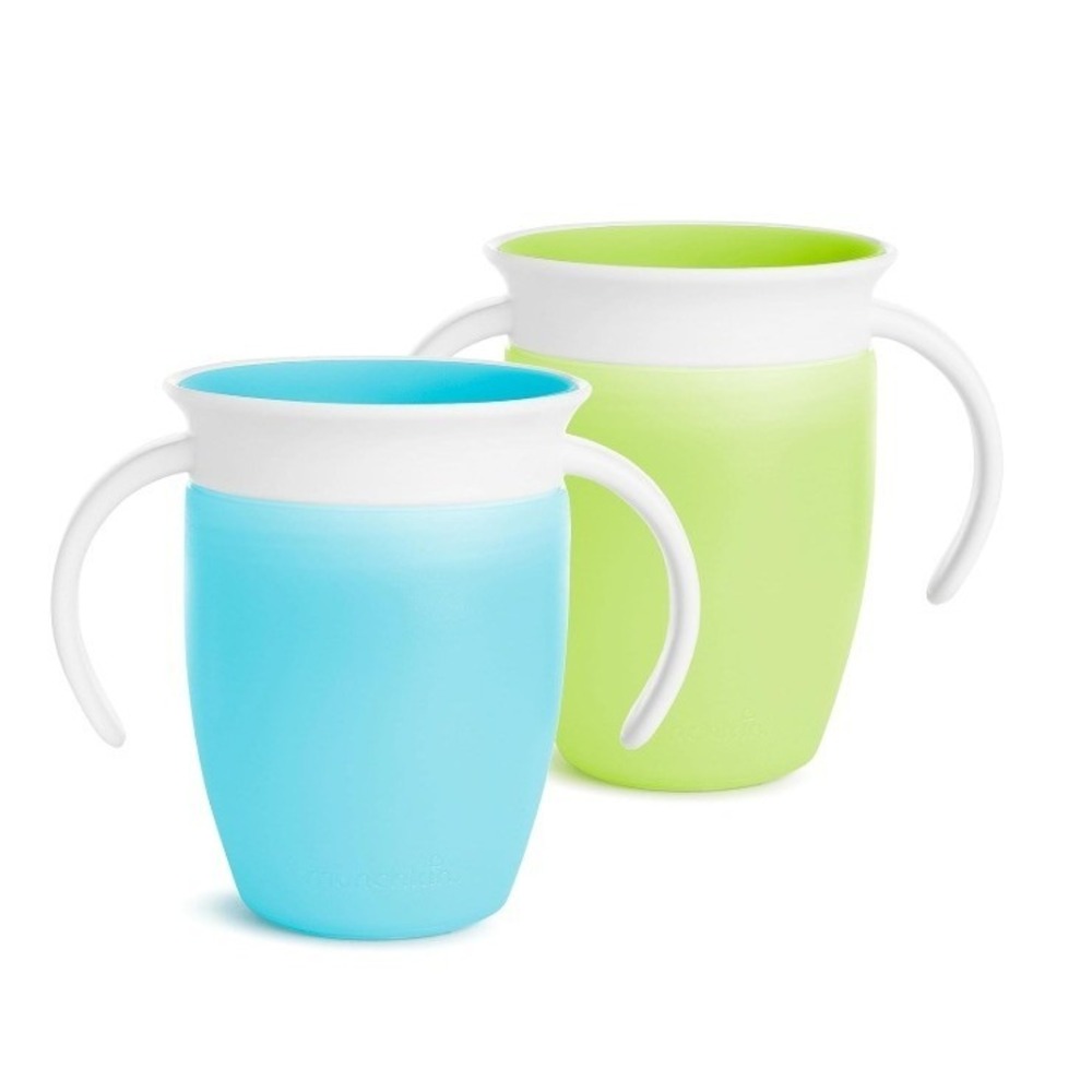 Munchkin Miracle 360 Sippy Cup Toddler 7oz Blue Green 2 Pack Spill Proof